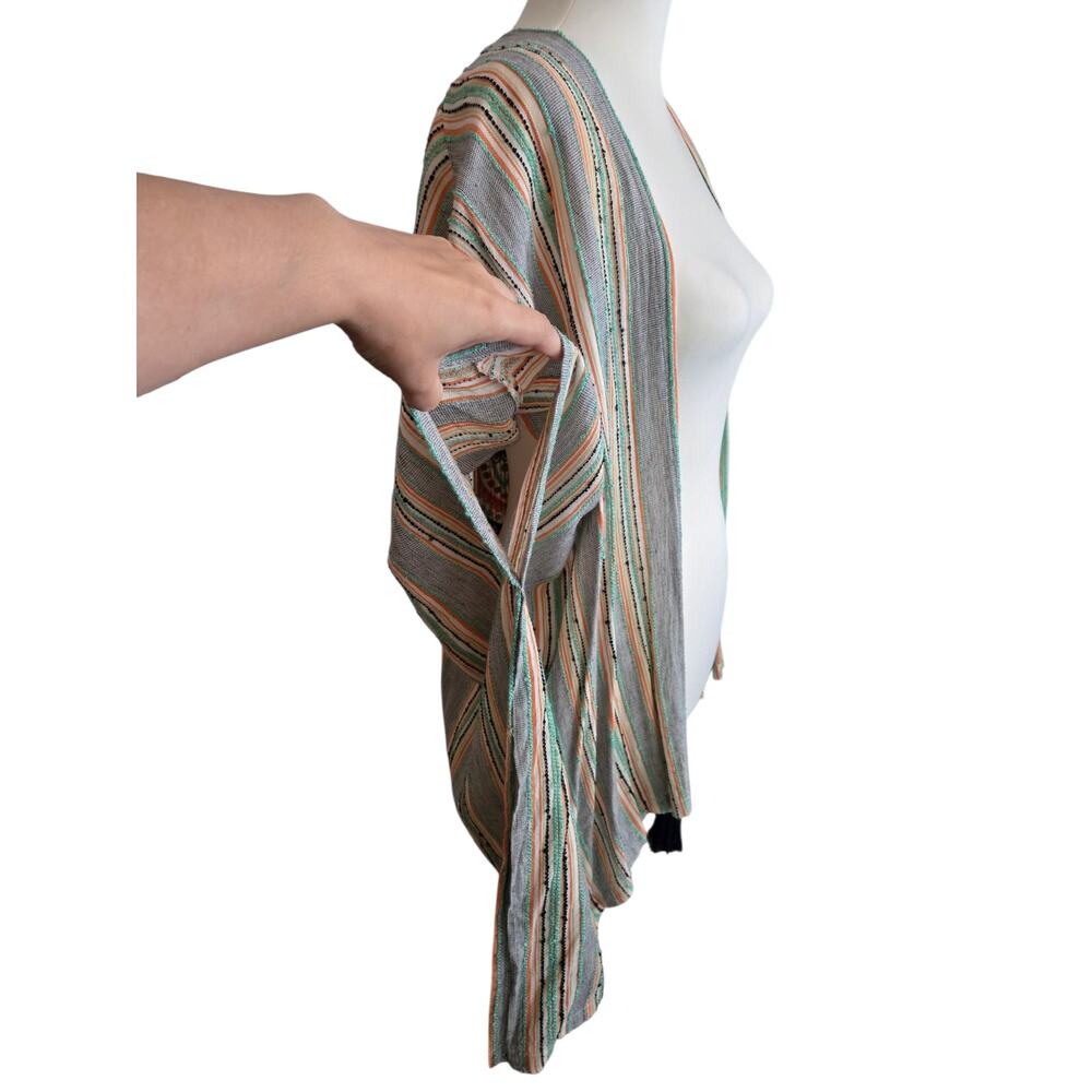 Boho Embroidered Fringe Trim Kimono Top Free Size Multicolor Festival Vacation - Picture 7 of 9